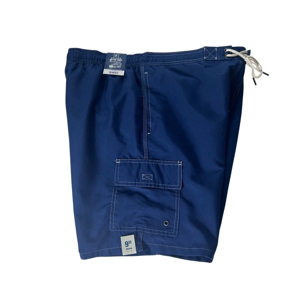 George Mens‎ Navy Blue Cargo Board Shorts Quick Dry UPF 50+ 9 Inch Inseam NWT